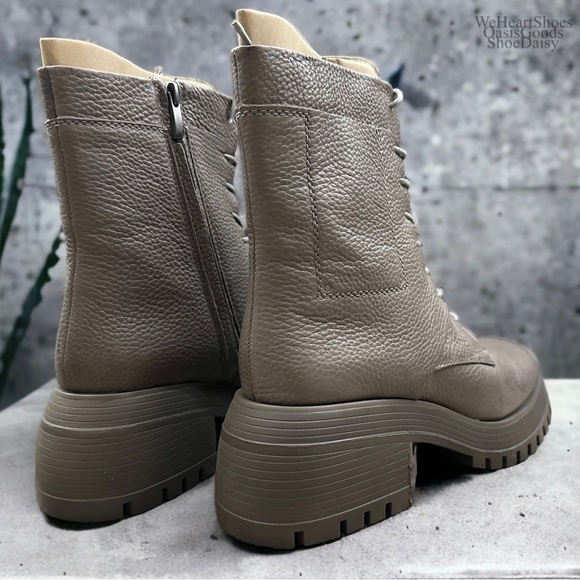 NIB Franco Sarto Jetson Taupe Leather Lugged Sole Combat Boots 8.5M - Picture 7 of 11